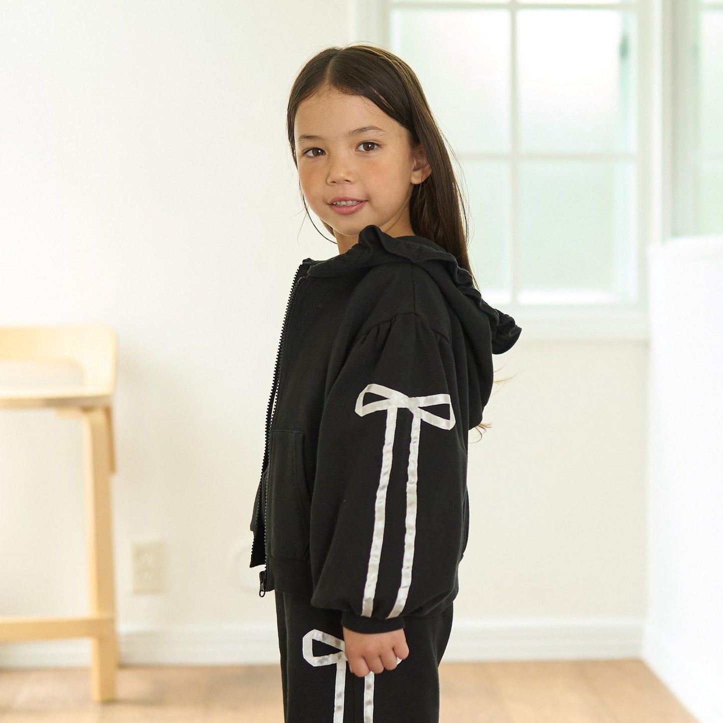 【可成套搭配】【防起球加絨】蝴蝶結條紋全拉鍊衛衣