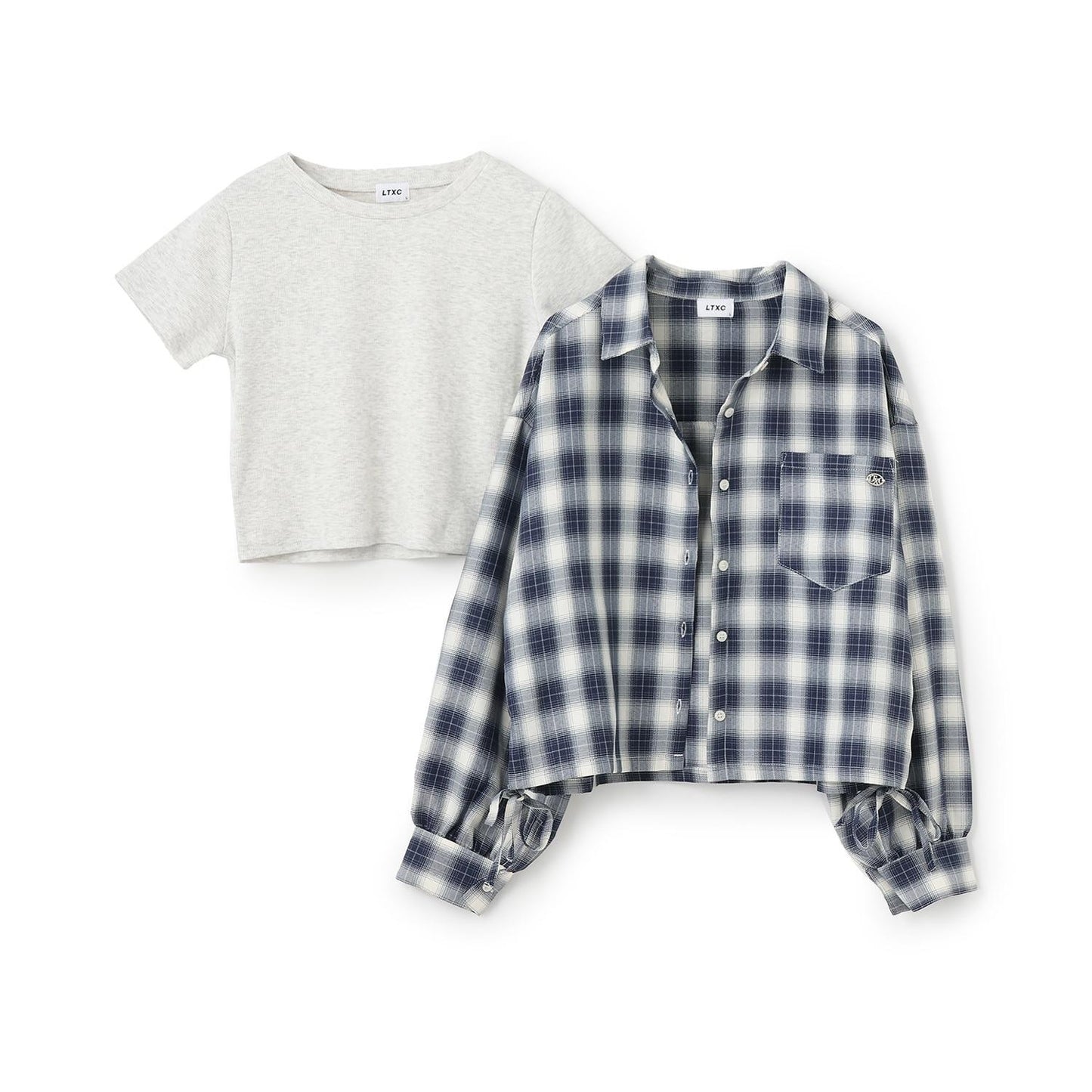 【LTXC】附內搭格子襯衫