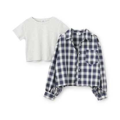 【LTXC】附內搭格子襯衫