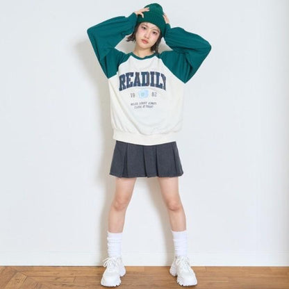 【7days】拼色格紋標誌衛衣