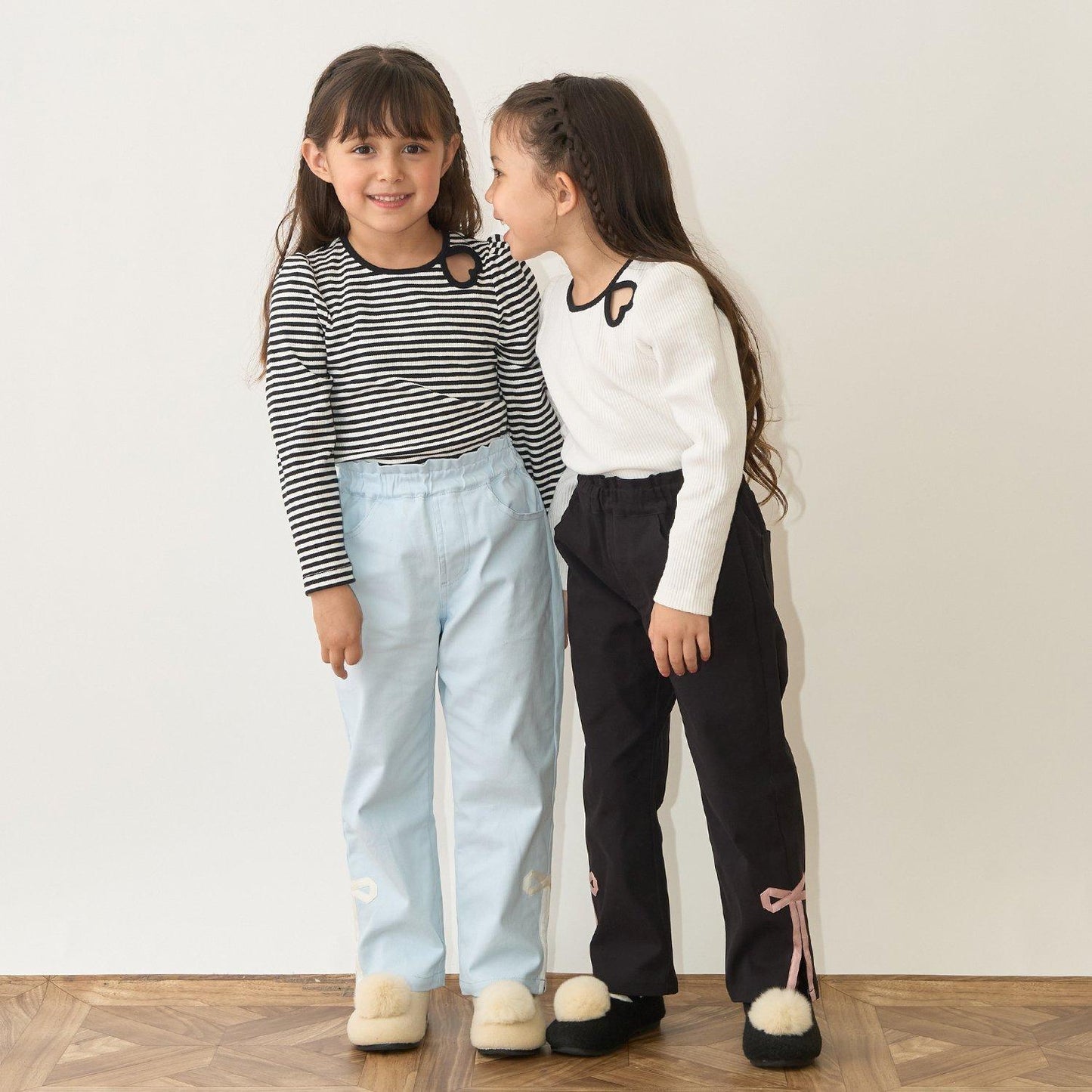 裝飾蝴蝶結側開叉彈力褲