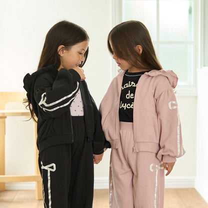 【可成套搭配】【防起球加絨】蝴蝶結條紋全拉鍊衛衣