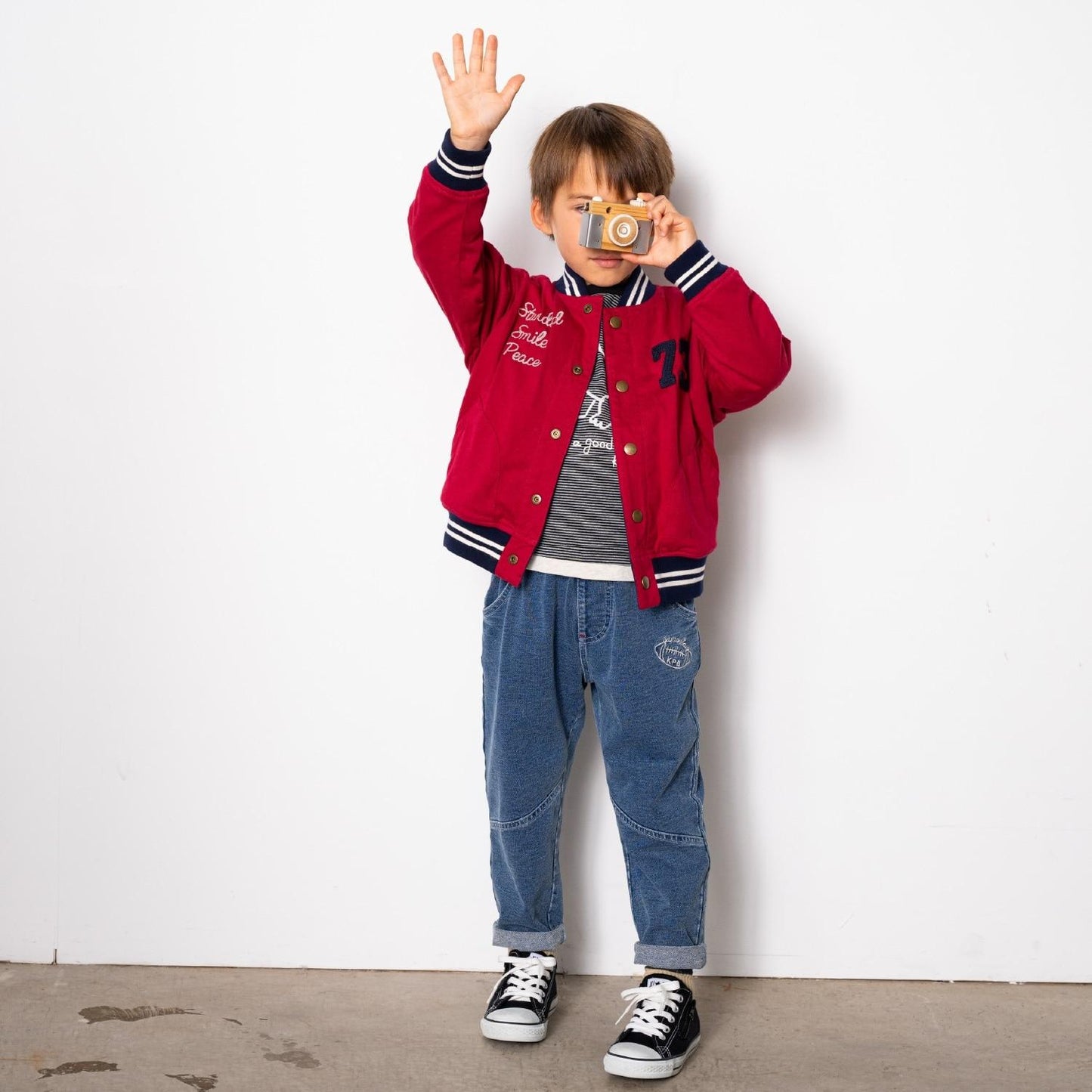 靛藍色牛仔針織長褲