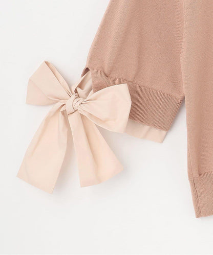 蝴蝶結袖拼接針織衫【韓國時尚】