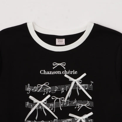 蝴蝶結&音符長袖T恤♪