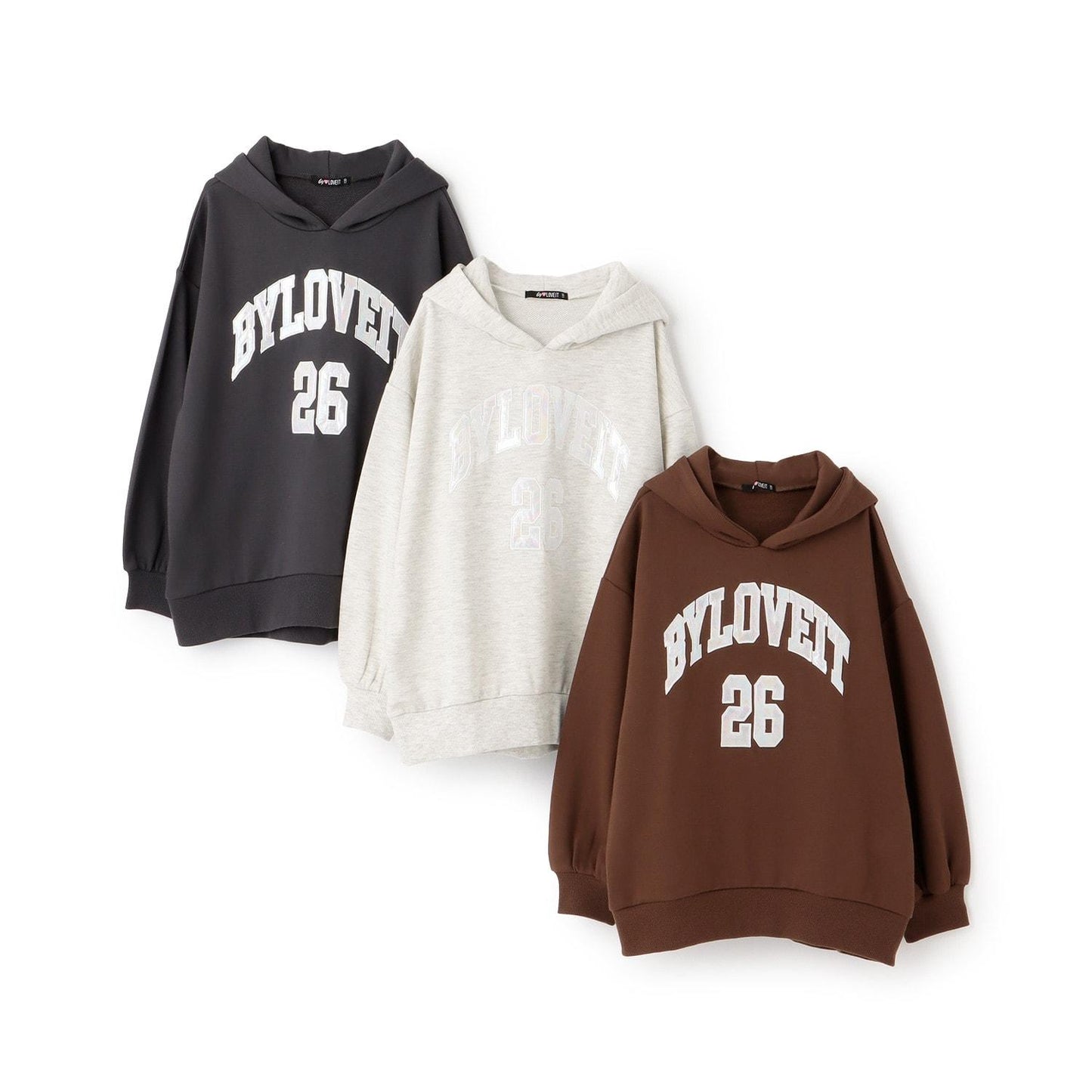 極光拼接長袖連帽衛衣