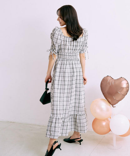 袖部褶皺連衣裙【韓國時尚】