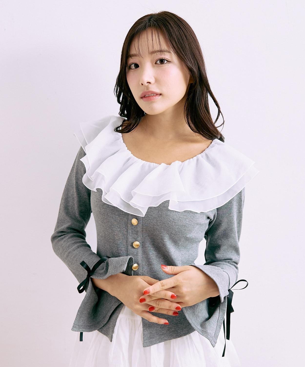 荷葉邊一字肩套頭衫【韓國時尚】