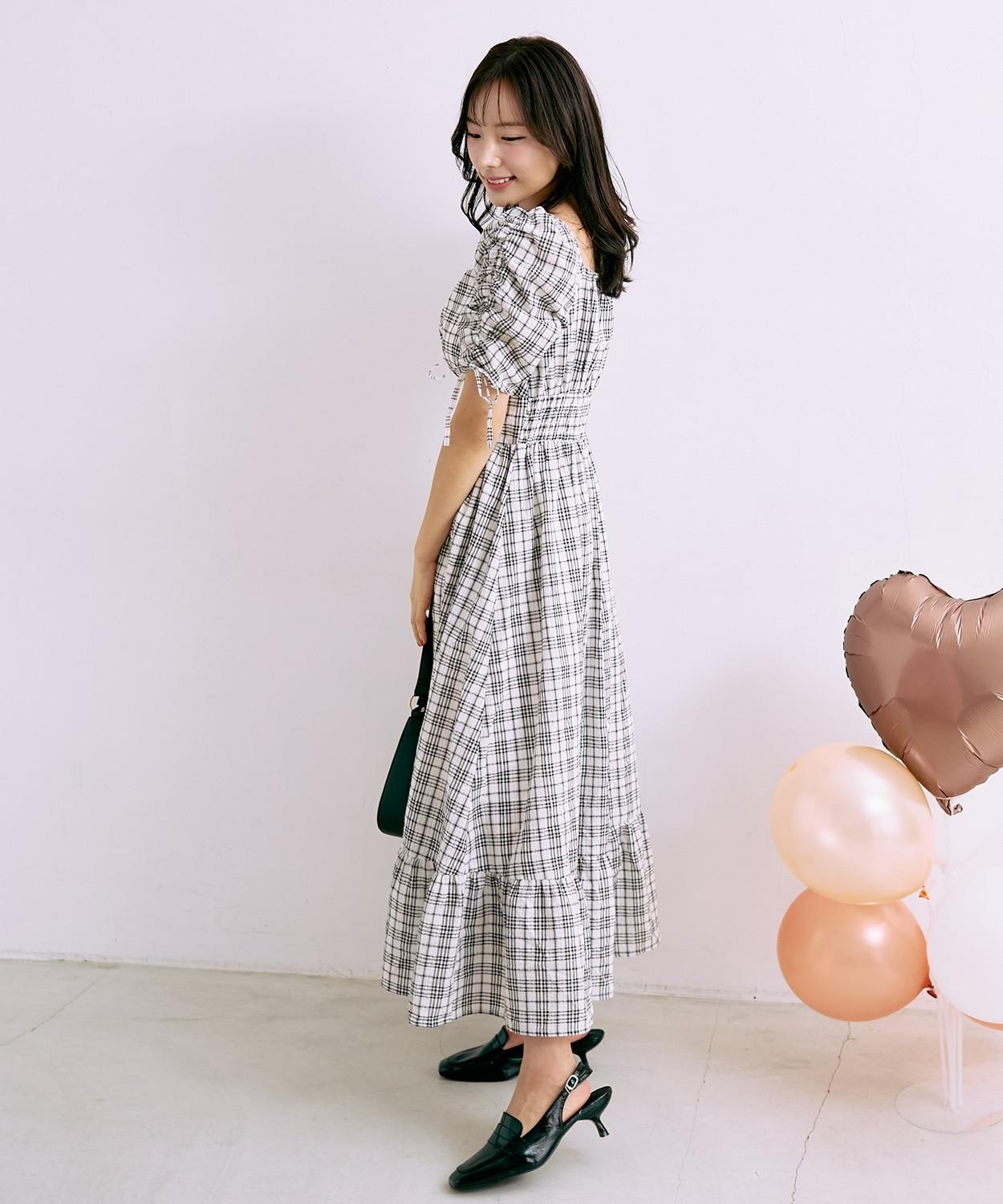 袖部褶皺連衣裙【韓國時尚】