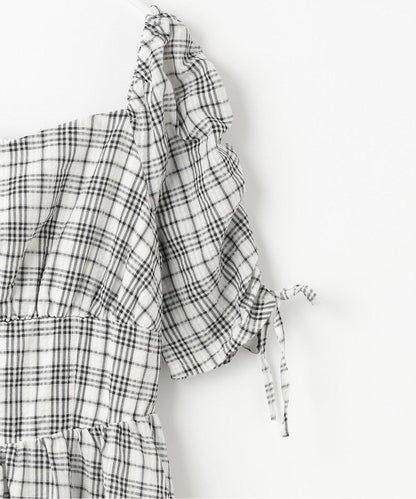 袖部褶皺連衣裙【韓國時尚】