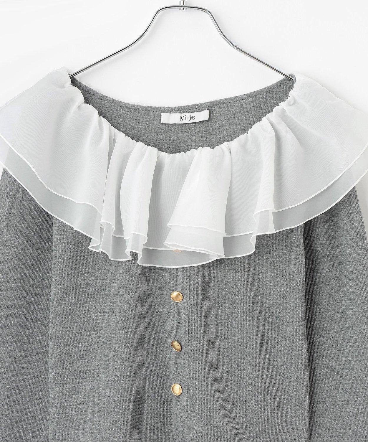 荷葉邊一字肩套頭衫【韓國時尚】