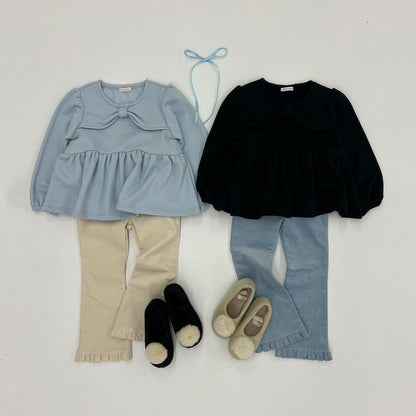 【Lycee mine 芭蕾系列】蝴蝶結領荷葉邊上衣