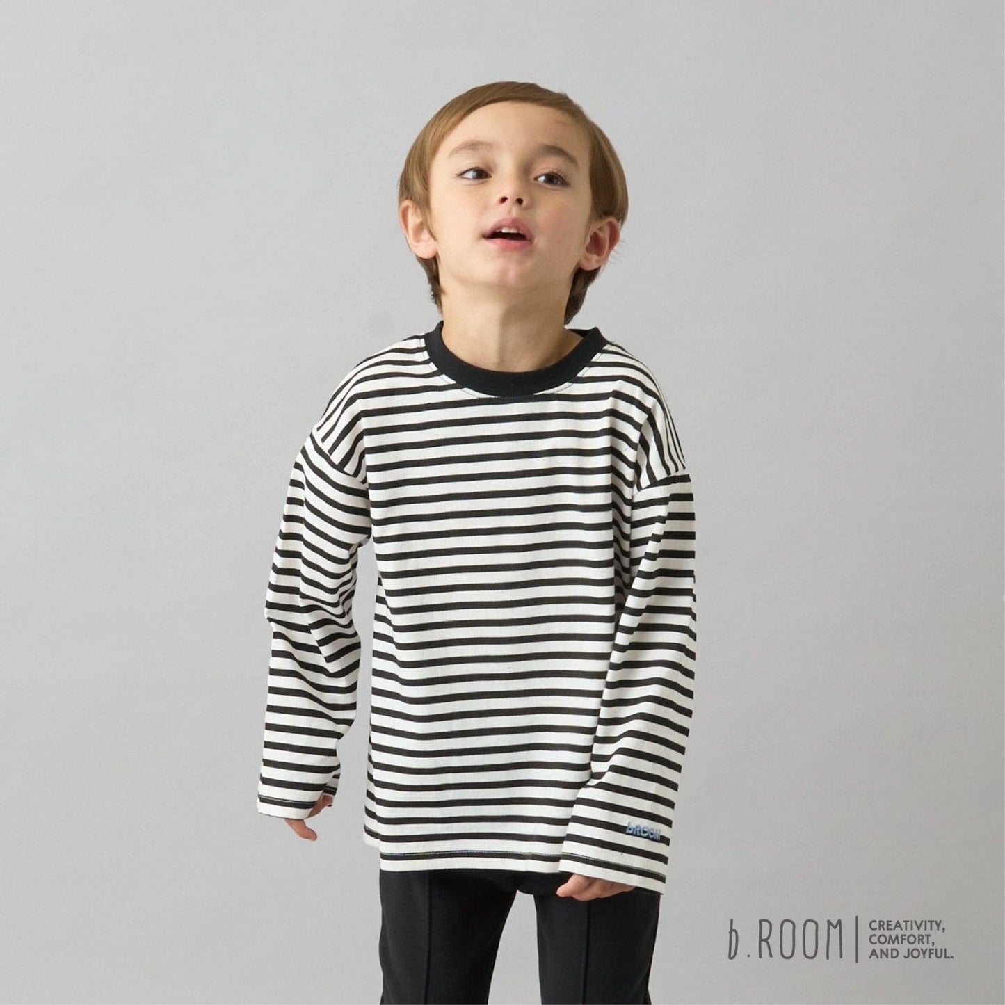 【日常標準服飾系列】寬鬆版型條紋長袖T恤