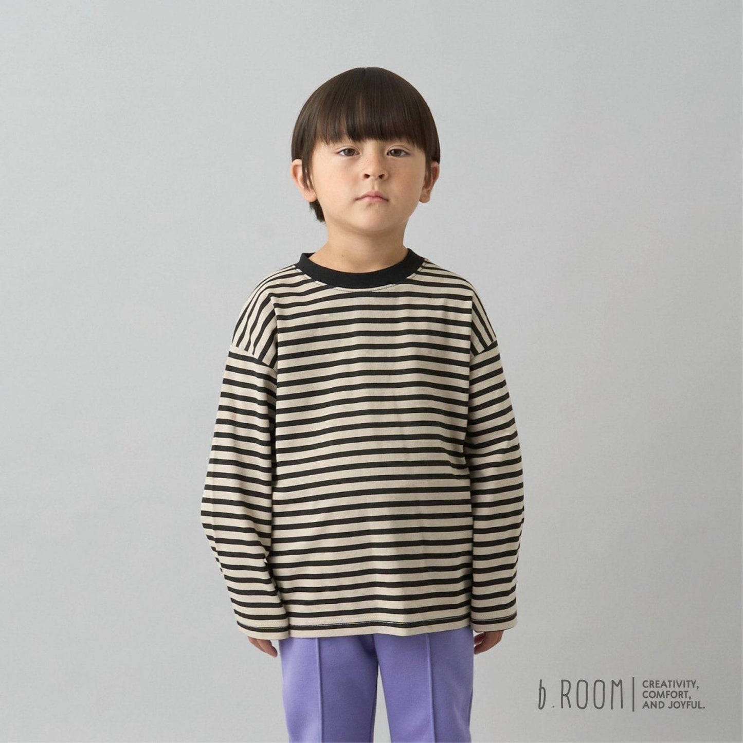 【日常標準服飾系列】寬鬆版型條紋長袖T恤