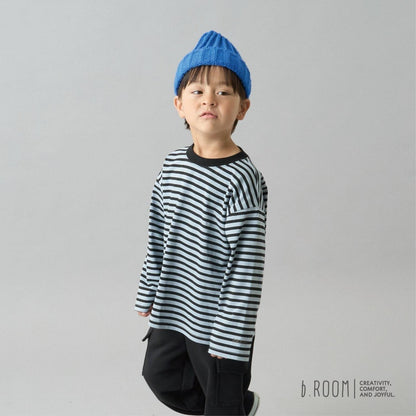 【日常標準服飾系列】寬鬆版型條紋長袖T恤