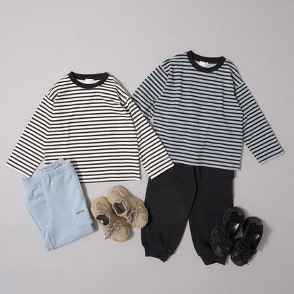 【日常標準服飾系列】寬鬆版型條紋長袖T恤