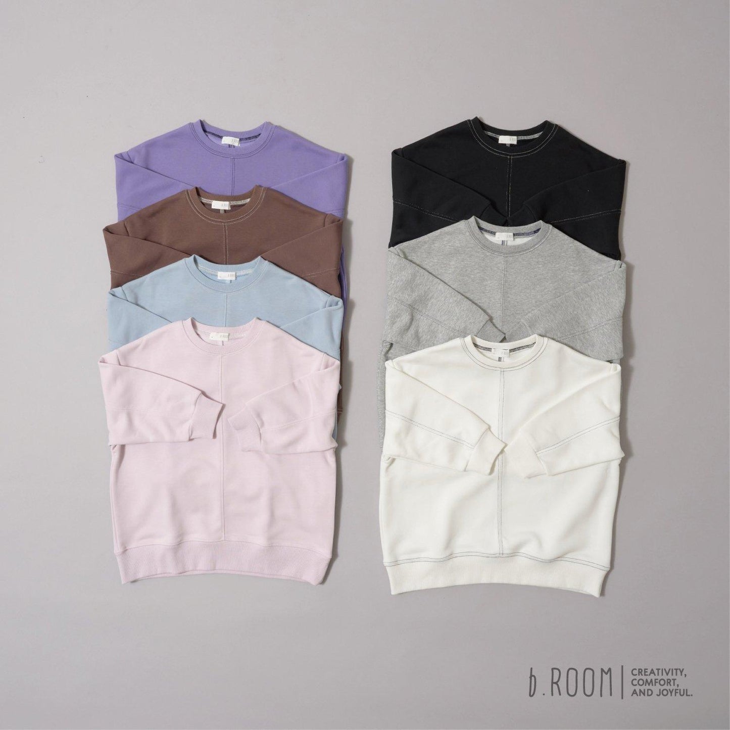 【日常標準服飾系列】【吸水速幹】立體感拼色縫線寬鬆衛衣