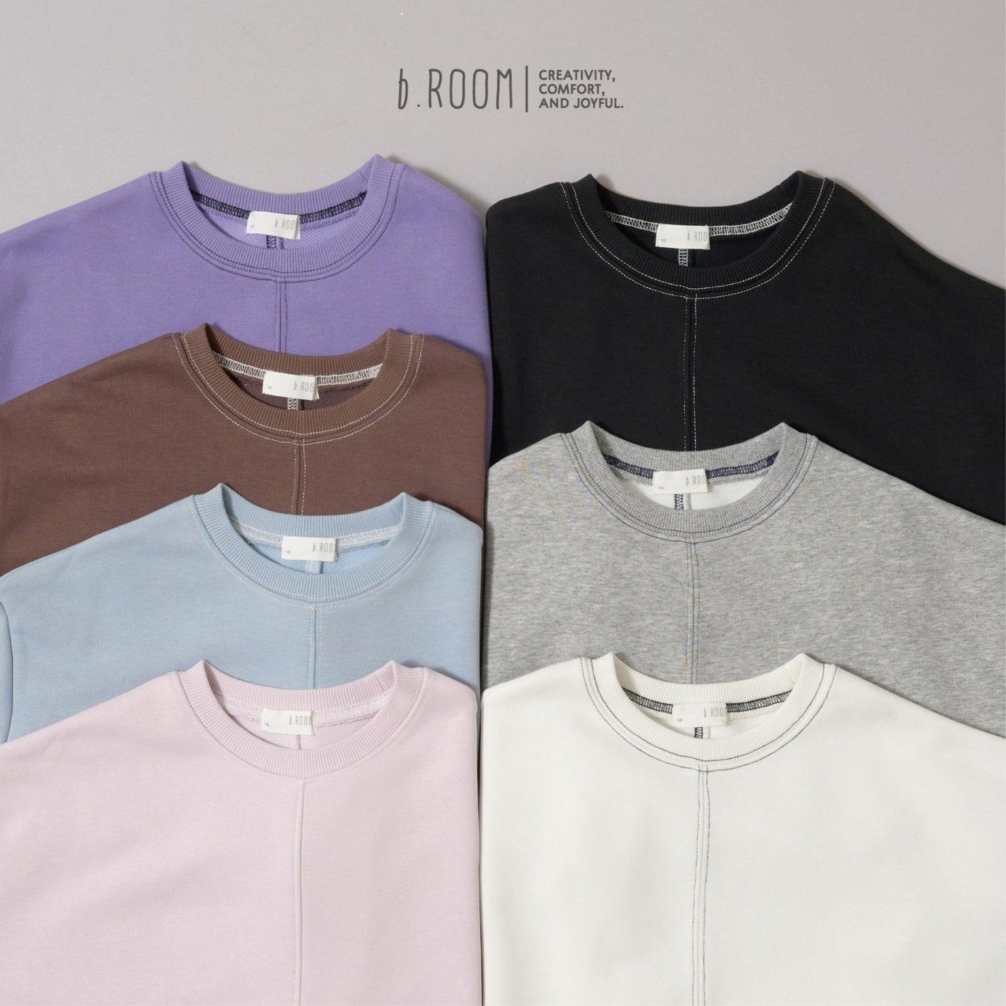 【日常標準服飾系列】【吸水速幹】立體感拼色縫線寬鬆衛衣