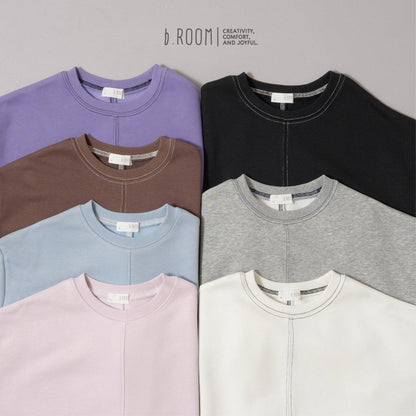 【日常標準服飾系列】【吸水速幹】立體感拼色縫線寬鬆衛衣