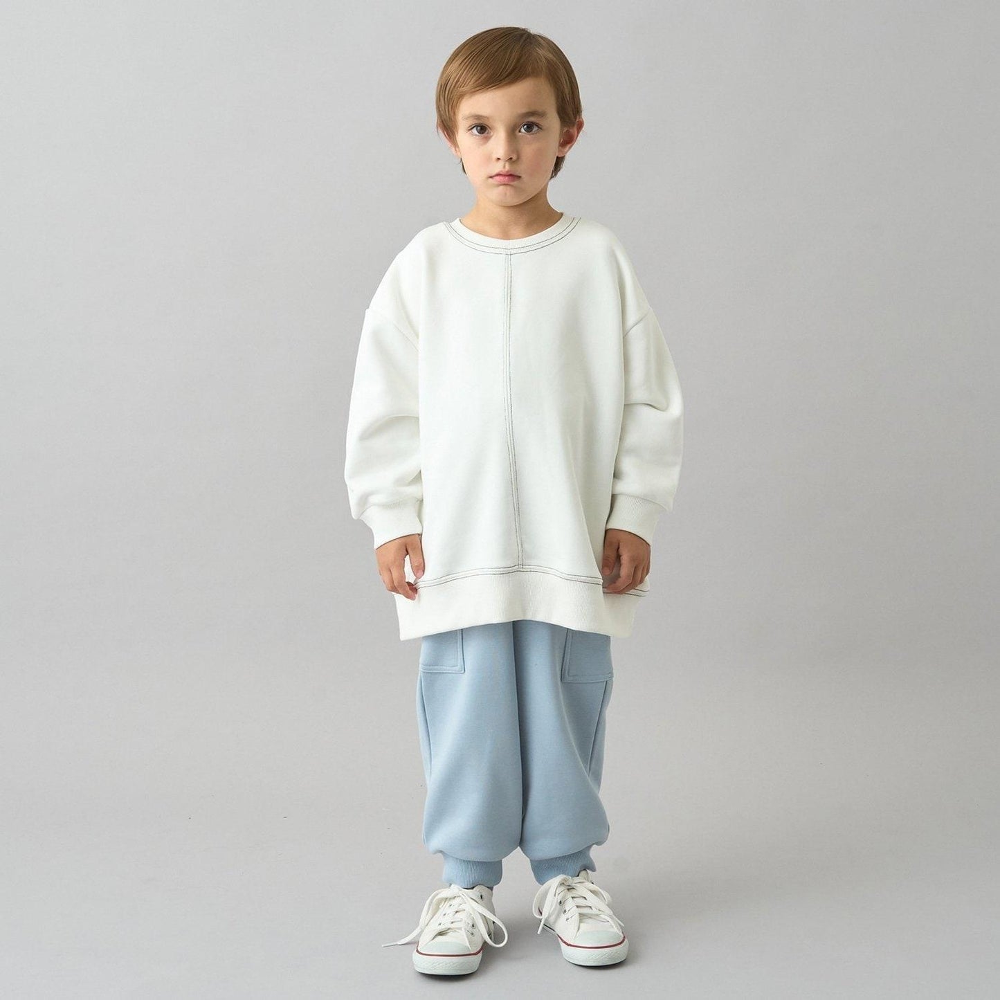 【日常標準服飾系列】【吸水速幹】立體感拼色縫線寬鬆衛衣