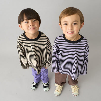 【日常標準服飾系列】寬鬆版型條紋長袖T恤