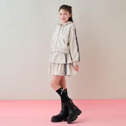 運動風拉鍊連帽衛衣&裙褲套裝