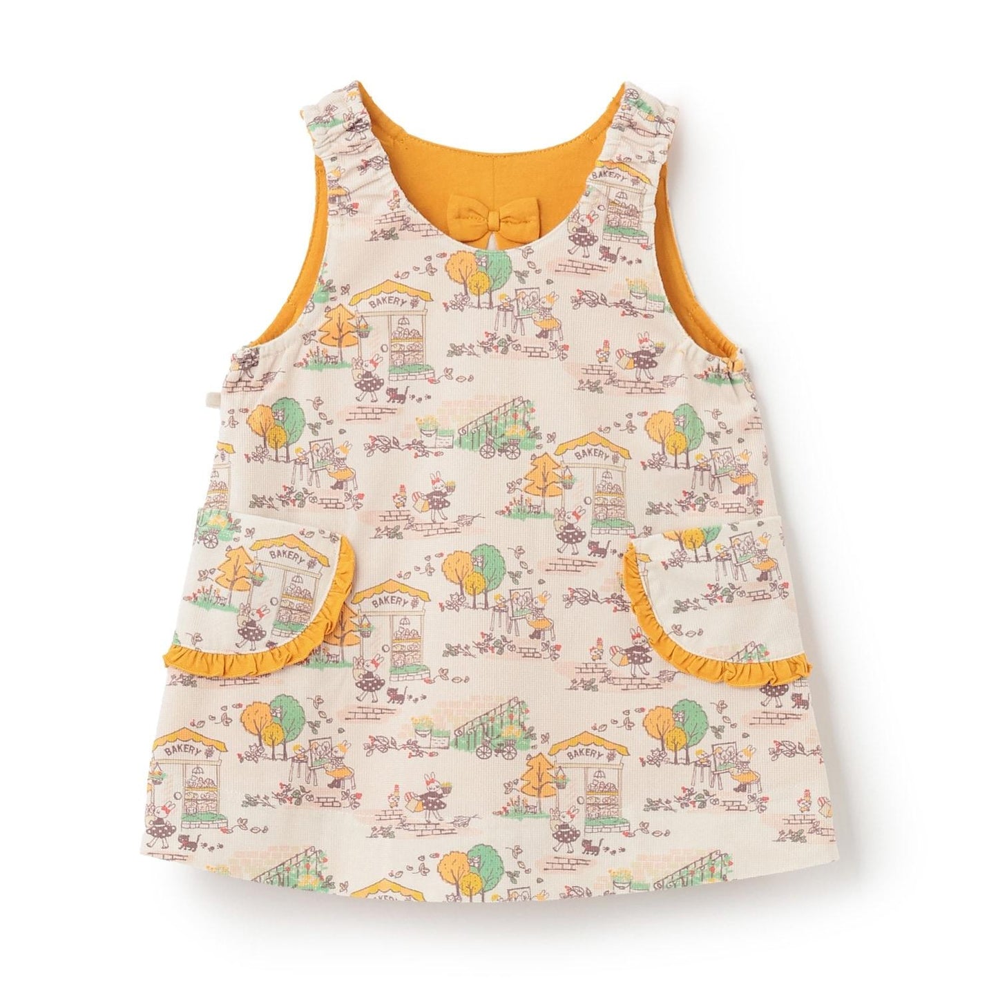 mimi醬秋日街景圖案雙面穿連衣裙