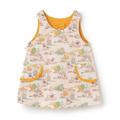 mimi醬秋日街景圖案雙面穿連衣裙