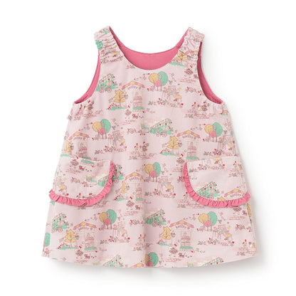 mimi醬秋日街景圖案雙面穿連衣裙