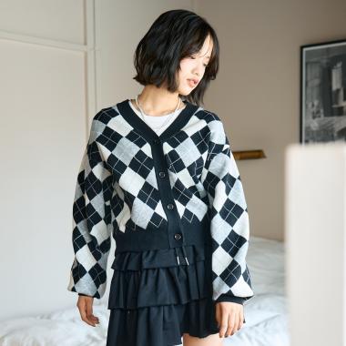 菱格針織T恤套裝