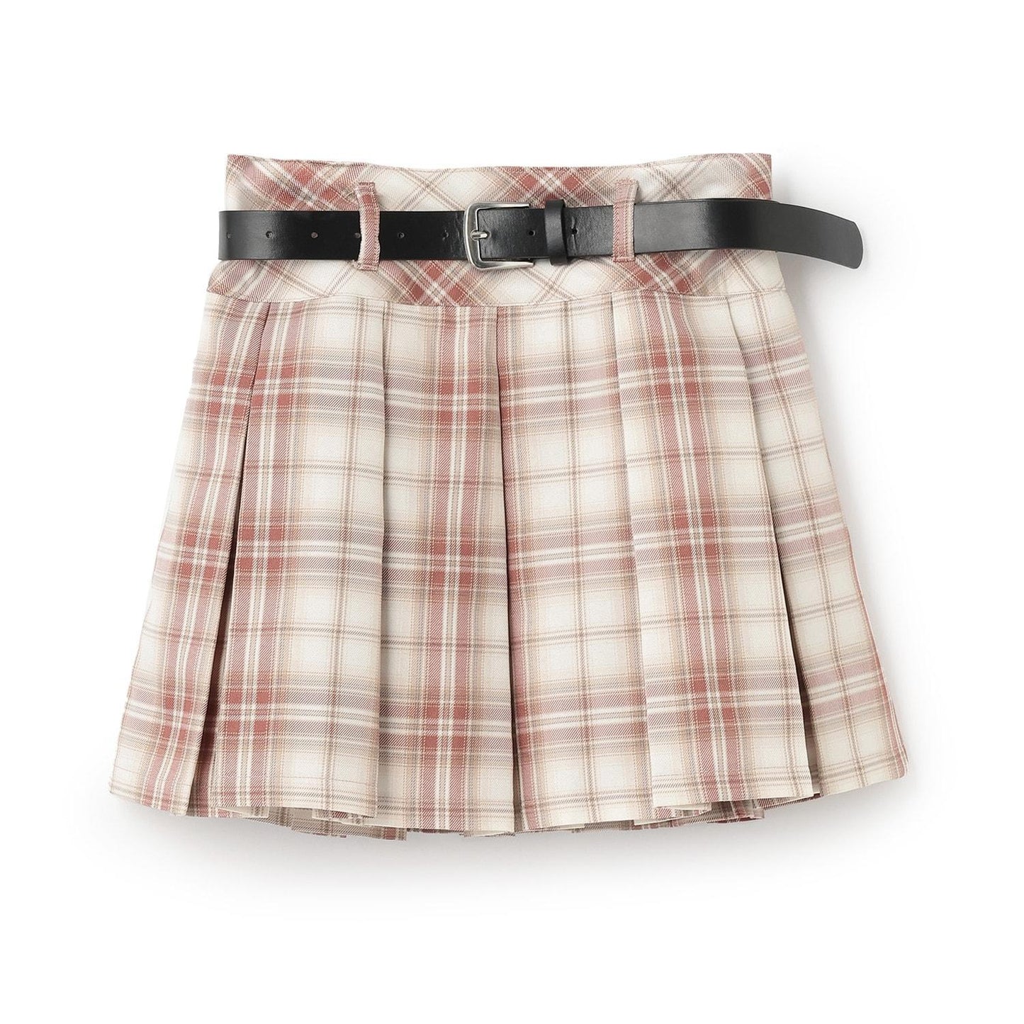 【GOODPRICE】【易護理】帶腰帶格紋百褶裙