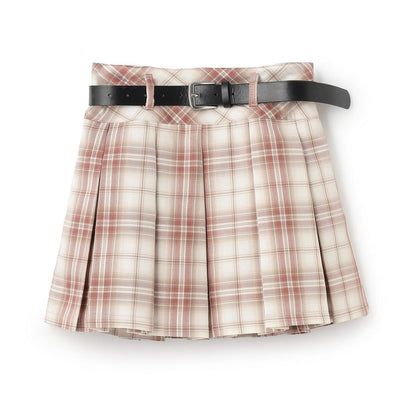 【GOODPRICE】【易護理】帶腰帶格紋百褶裙