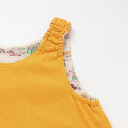 mimi醬秋日街景圖案雙面穿連衣裙