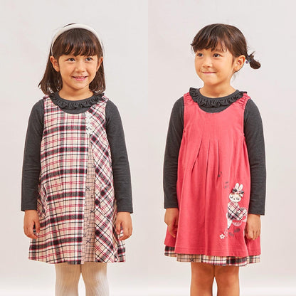 格紋×mimi醬刺繡雙面背心裙