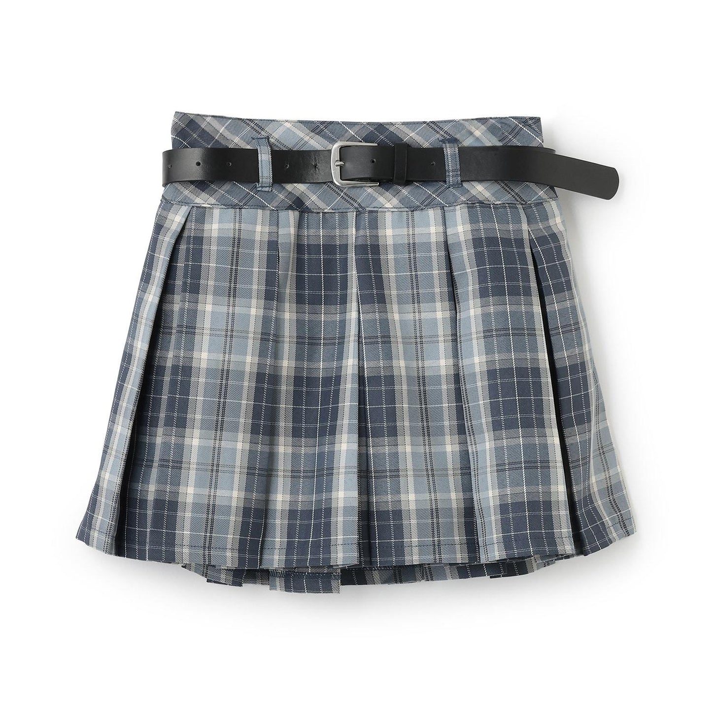 【GOODPRICE】【易護理】帶腰帶格紋百褶裙