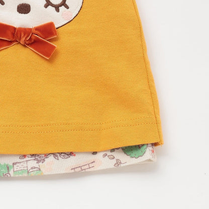 mimi醬秋日街景圖案雙面穿連衣裙