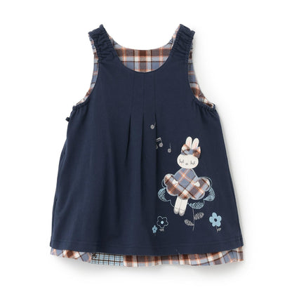 格紋×mimi醬刺繡雙面背心裙