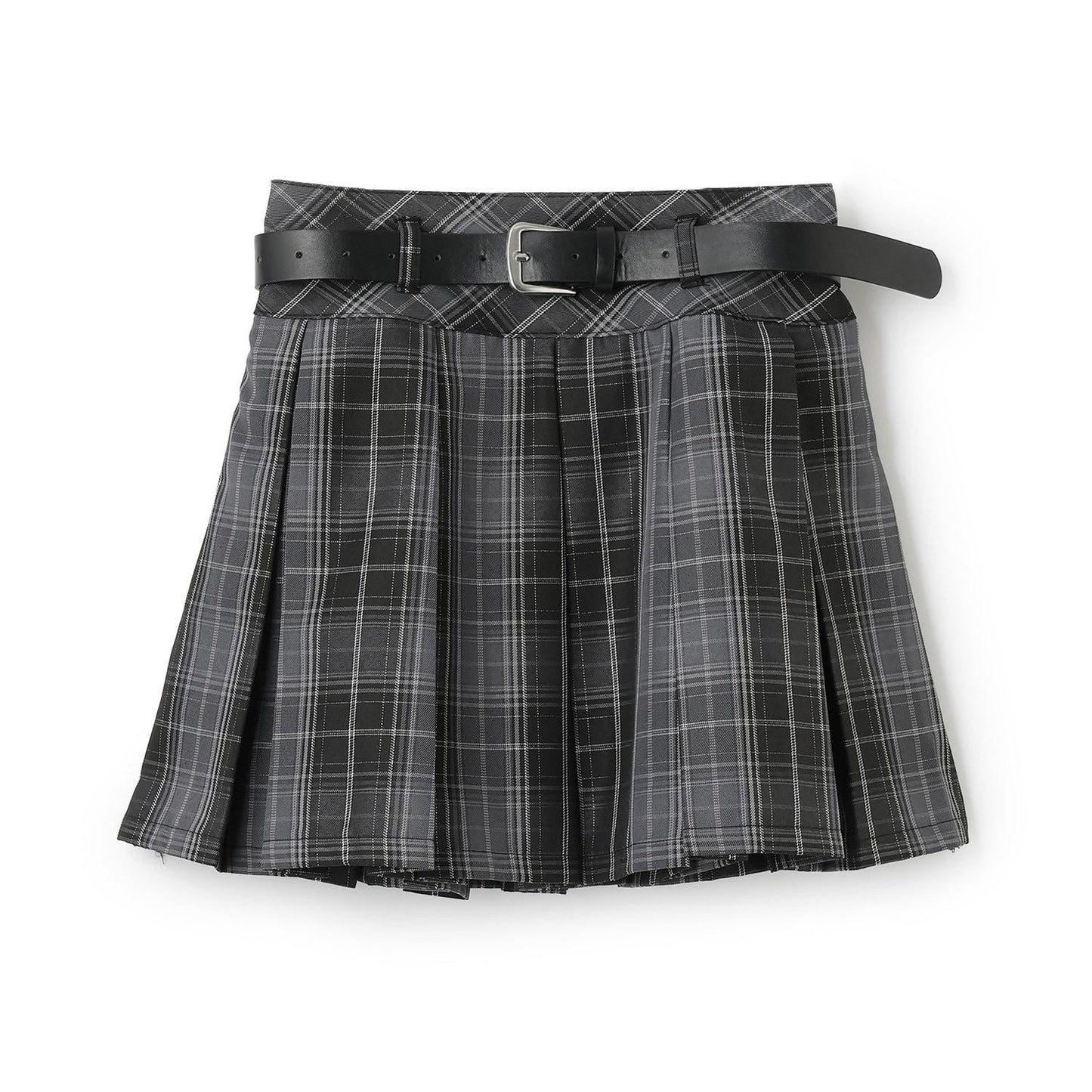 【GOODPRICE】【易護理】帶腰帶格紋百褶裙