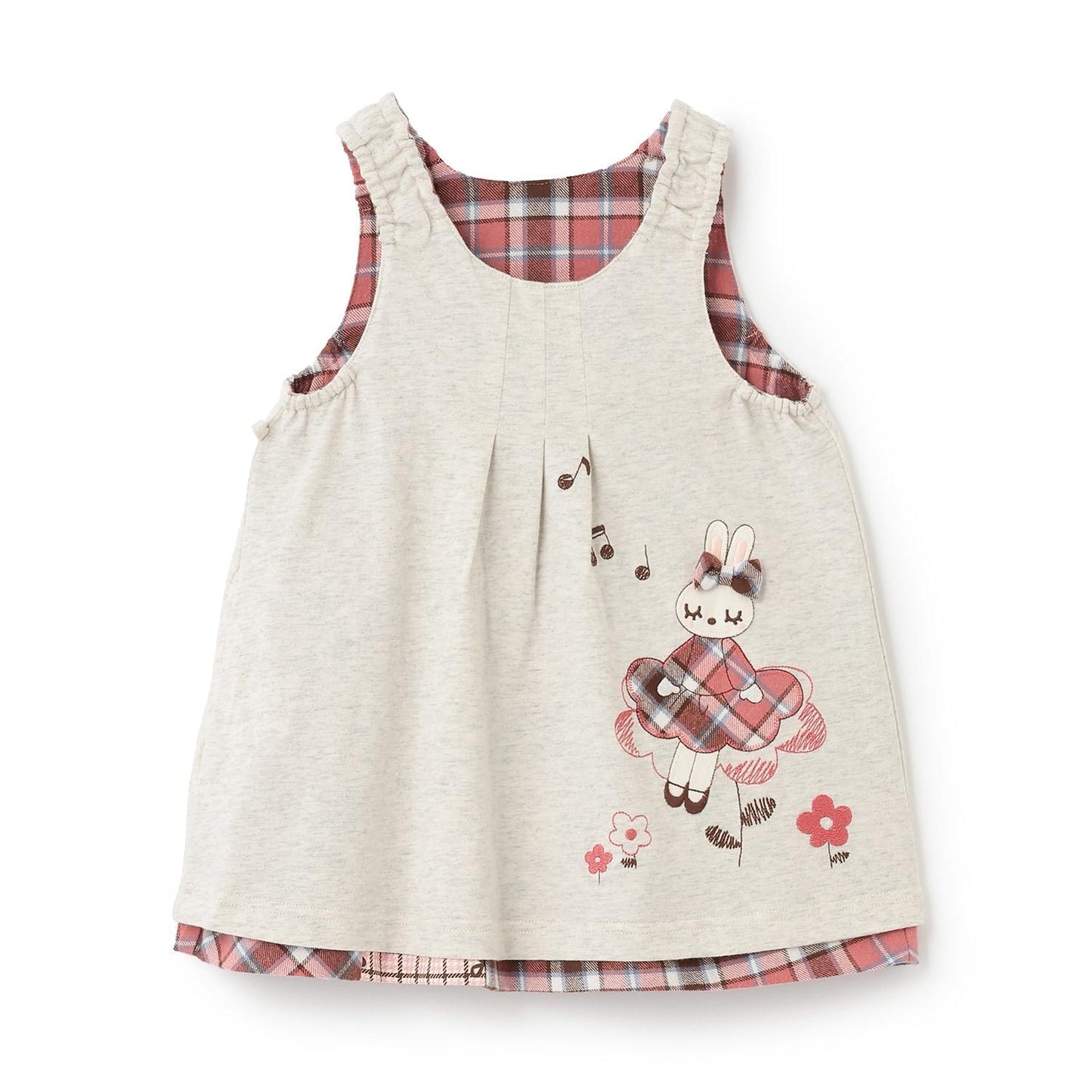 格紋×mimi醬刺繡雙面背心裙