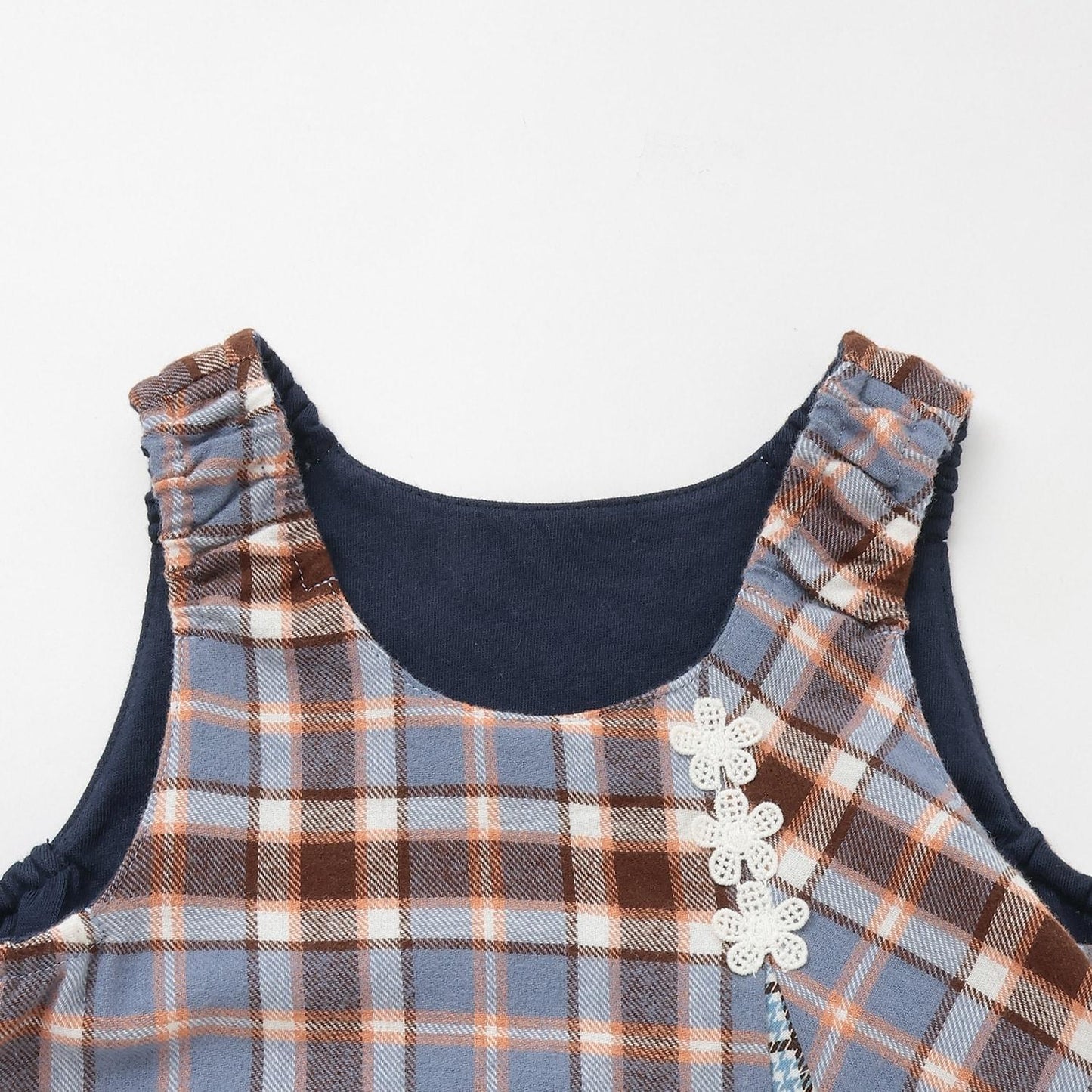 格紋×mimi醬刺繡雙面背心裙