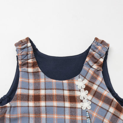 格紋×mimi醬刺繡雙面背心裙