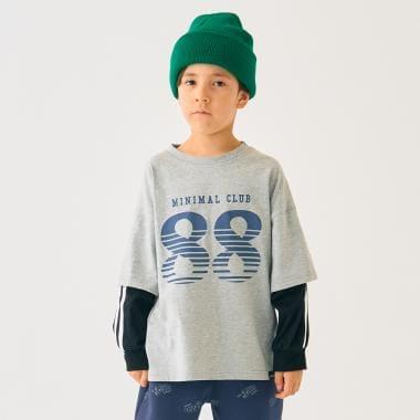 【防汙加工】數字印花疊穿長袖T恤