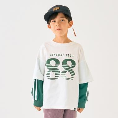 【防汙加工】數字印花疊穿長袖T恤