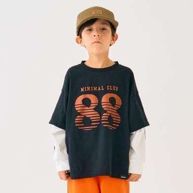 【防汙加工】數字印花疊穿長袖T恤