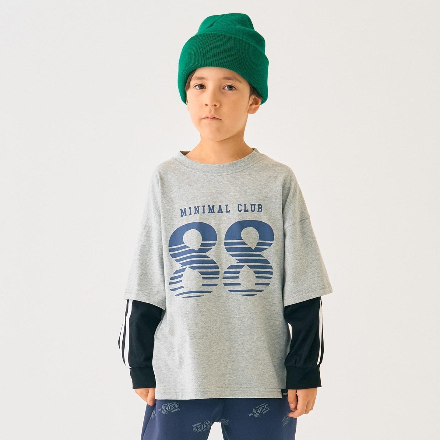 【防汙加工】數字印花疊穿長袖T恤