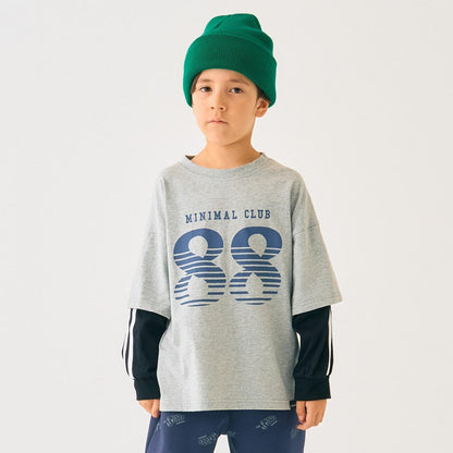 【防汙加工】數字印花疊穿長袖T恤