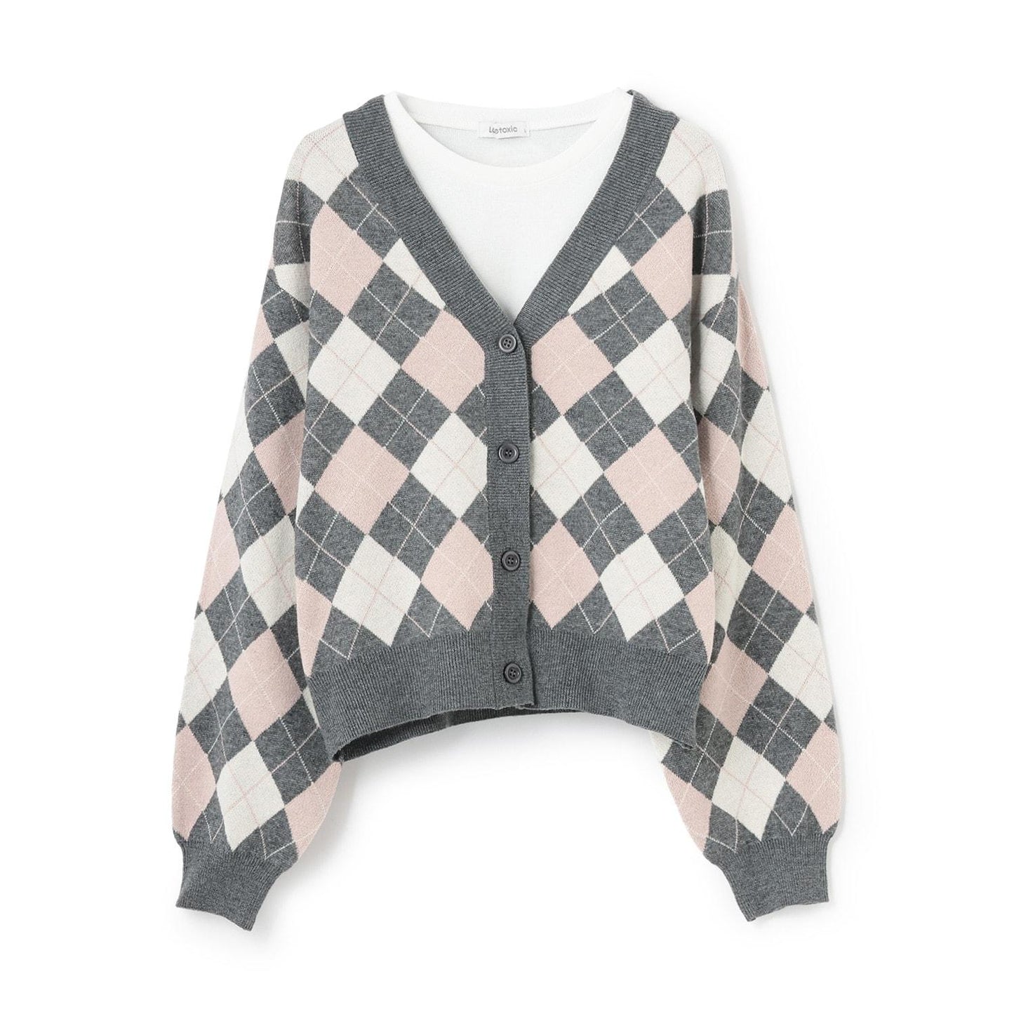 菱格針織T恤套裝