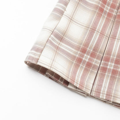 【GOODPRICE】【易護理】帶腰帶格紋百褶裙