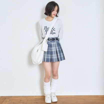 【GOODPRICE】【易護理】帶腰帶格紋百褶裙