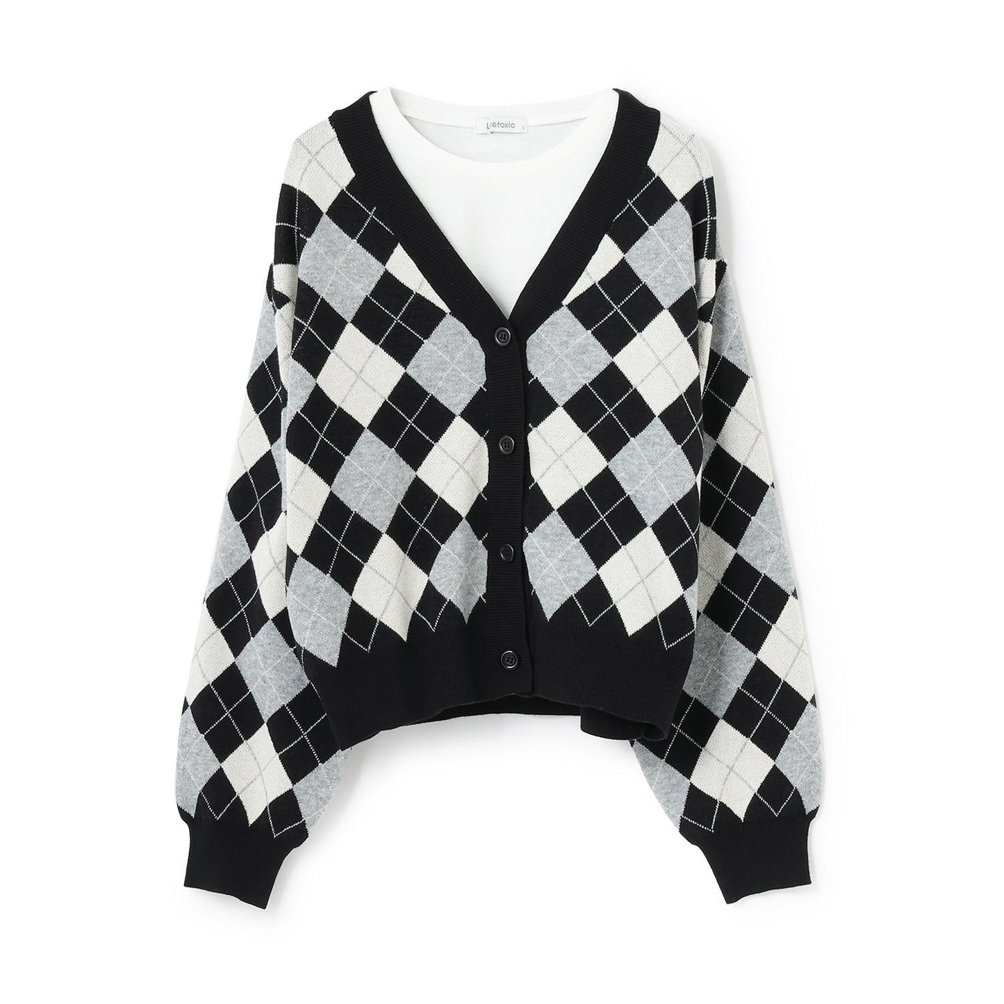 菱格針織T恤套裝